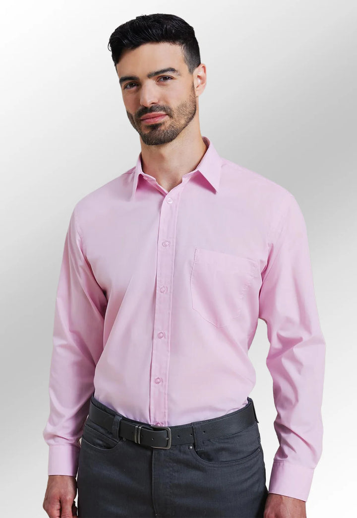 Men's Vibrant Long Sleeve Poplin Shirt - The Work Uniform Company