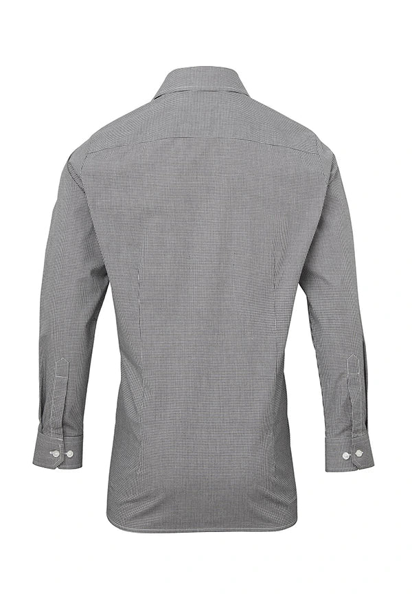 Mens Microcheck Gingham Long Sleeve Shirt - The Work Uniform Company