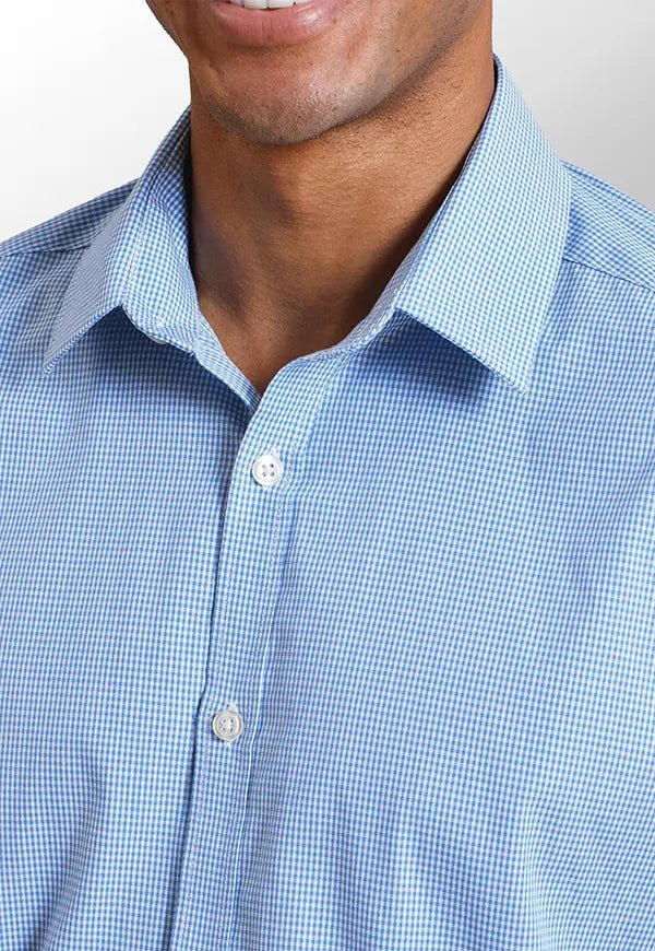 Mens Microcheck Gingham Long Sleeve Shirt - The Work Uniform Company