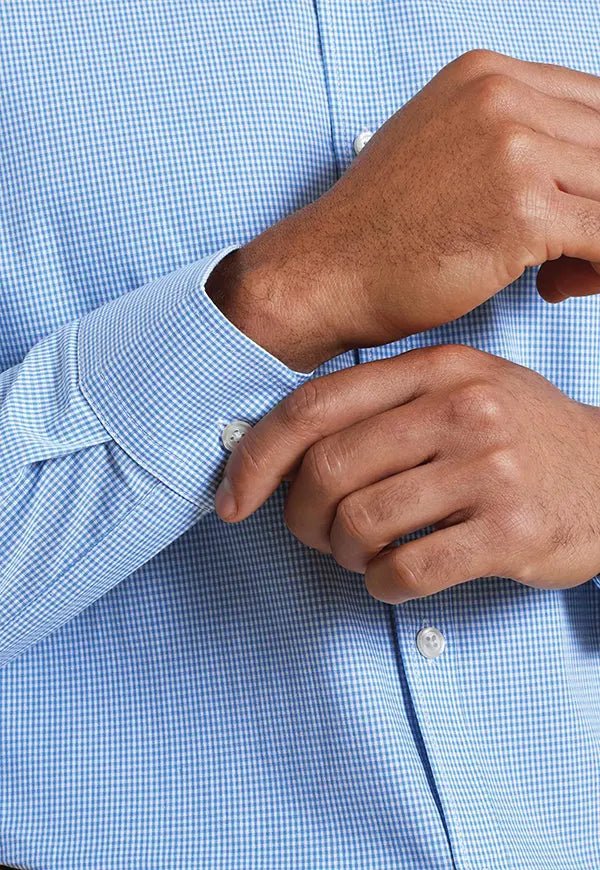 Mens Microcheck Gingham Long Sleeve Shirt - The Work Uniform Company