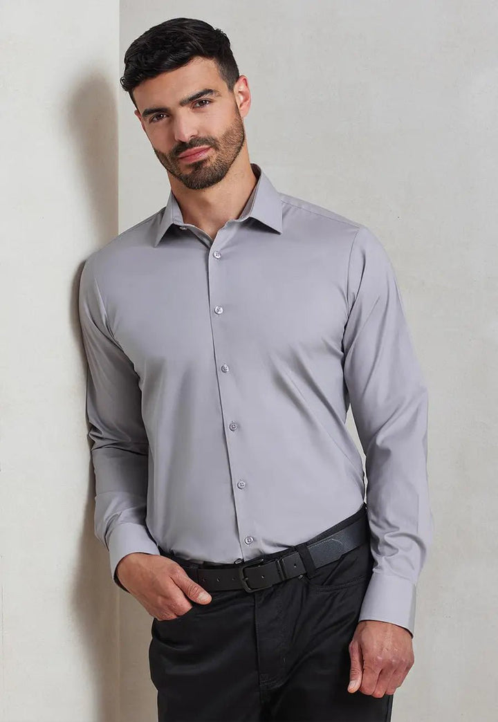Men's Stretch Fit Cotton Poplin Long Sleeve Shirt - The Work Uniform Company