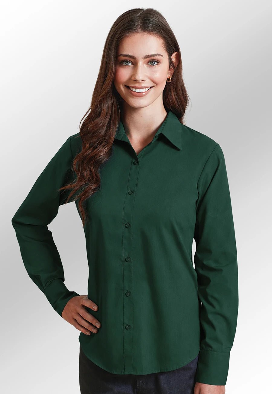 Women's Vibrant Long Sleeve Poplin Blouse - The Work Uniform Company