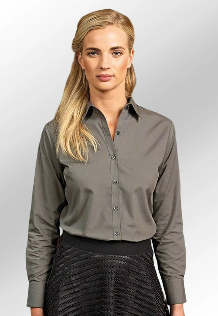 Women's Classic Long Sleeve Poplin Blouse - The Work Uniform Company