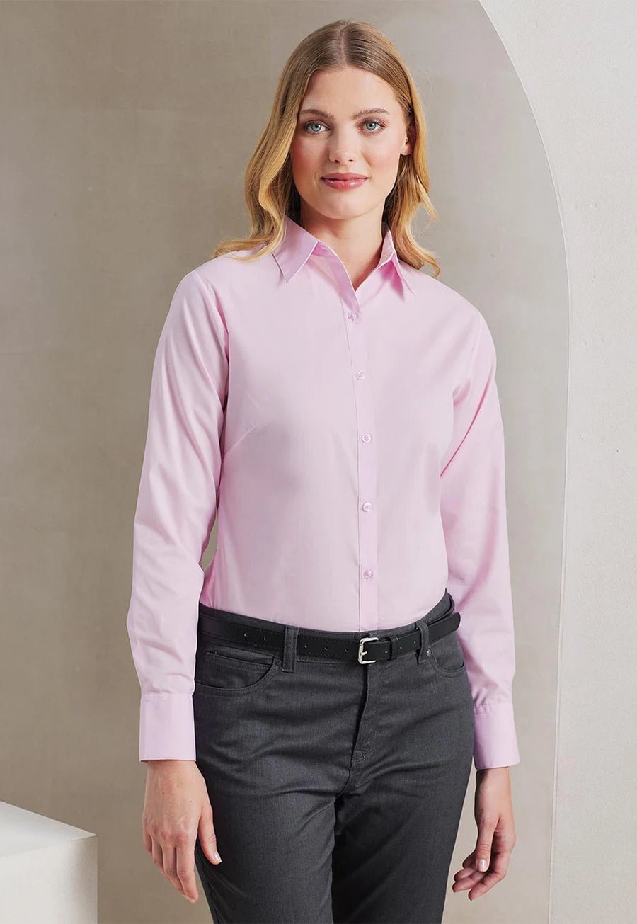 Women's Vibrant Long Sleeve Poplin Blouse - The Work Uniform Company