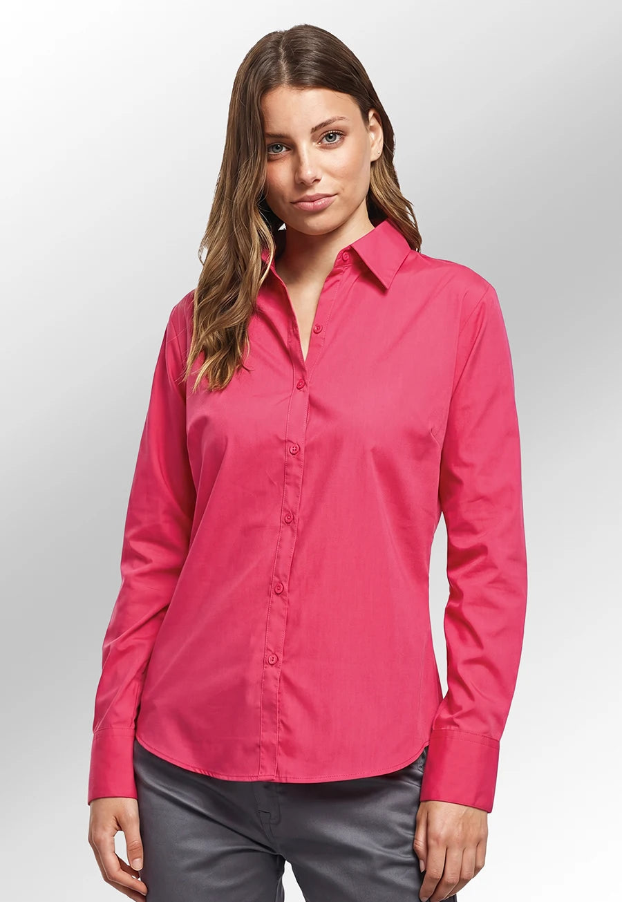 Women's Vibrant Long Sleeve Poplin Blouse - The Work Uniform Company