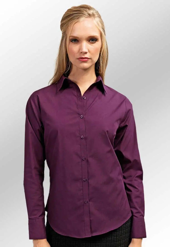 Women's Vibrant Long Sleeve Poplin Blouse PR300