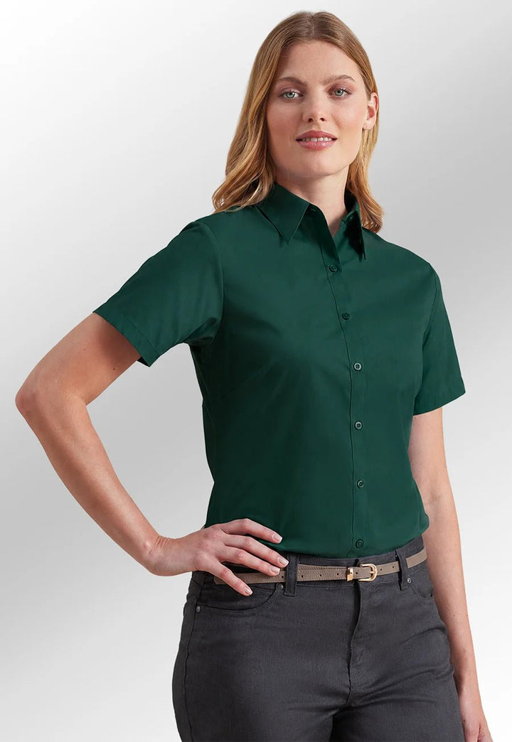 Women's Short Sleeve Poplin Blouse - The Work Uniform Company
