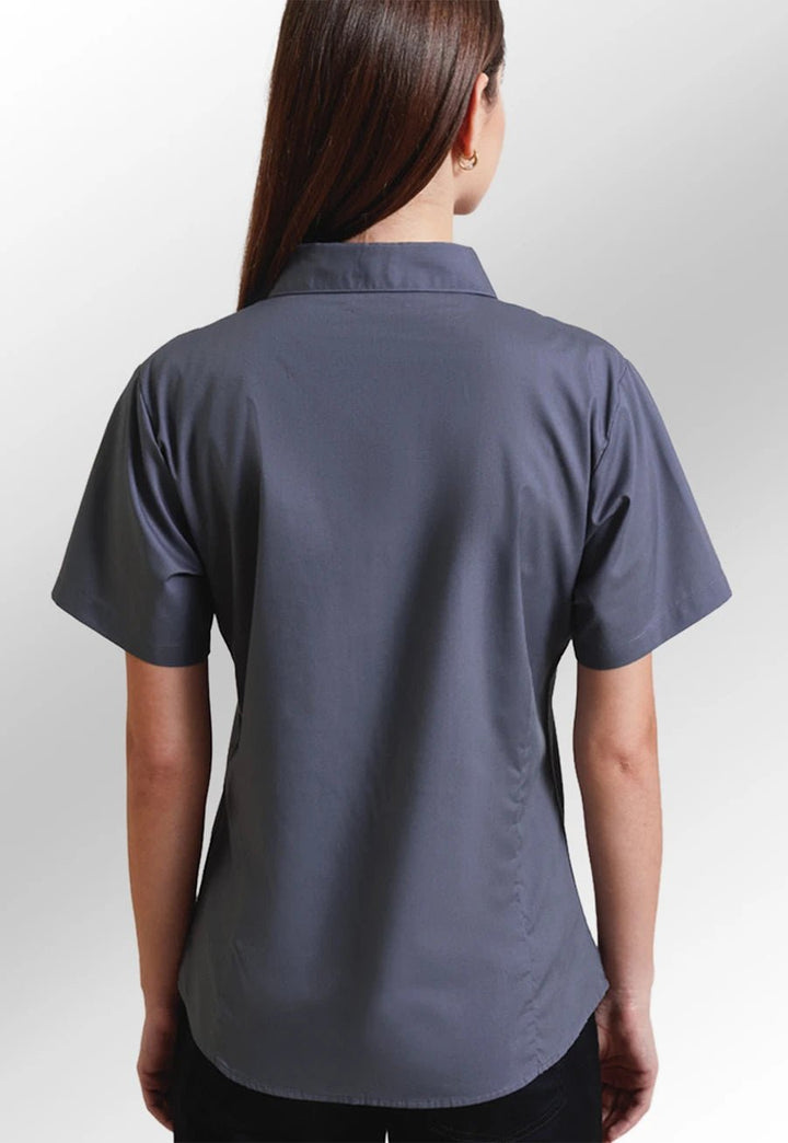 Women's Short Sleeve Poplin Blouse - The Work Uniform Company