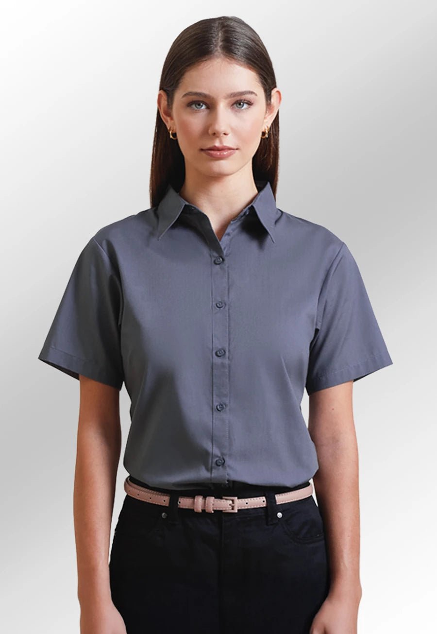 Women's Short Sleeve Poplin Blouse - The Work Uniform Company