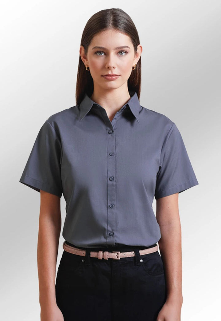 Women's Short Sleeve Poplin Blouse - The Work Uniform Company