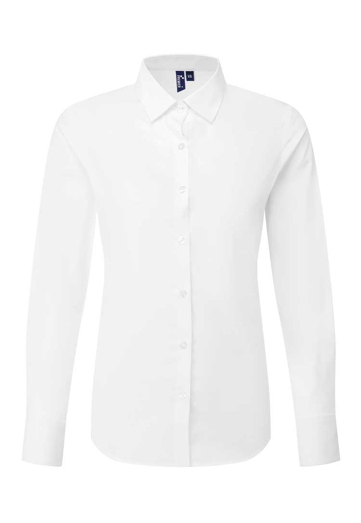 A PR303 Women's Long Sleeve 'Recyclight' Poplin Shirt in White