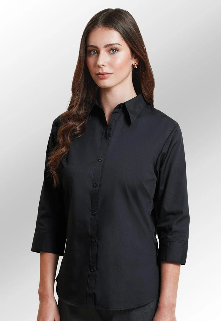 Women's 3/4 Sleeve Poplin Blouse - The Work Uniform Company