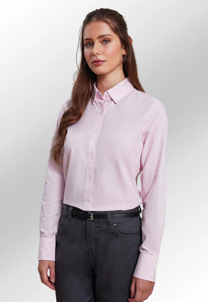 Women's Cotton-Rich Oxford Striped Blouse - The Work Uniform Company