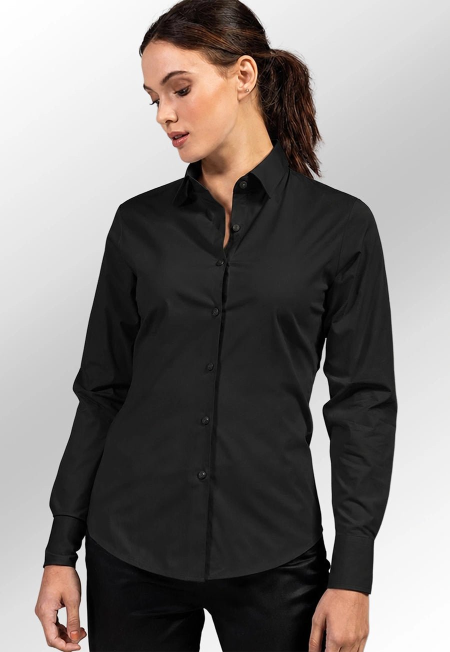 Women's Stretch Fit Cotton Poplin Long Sleeve Shirt - The Work Uniform Company