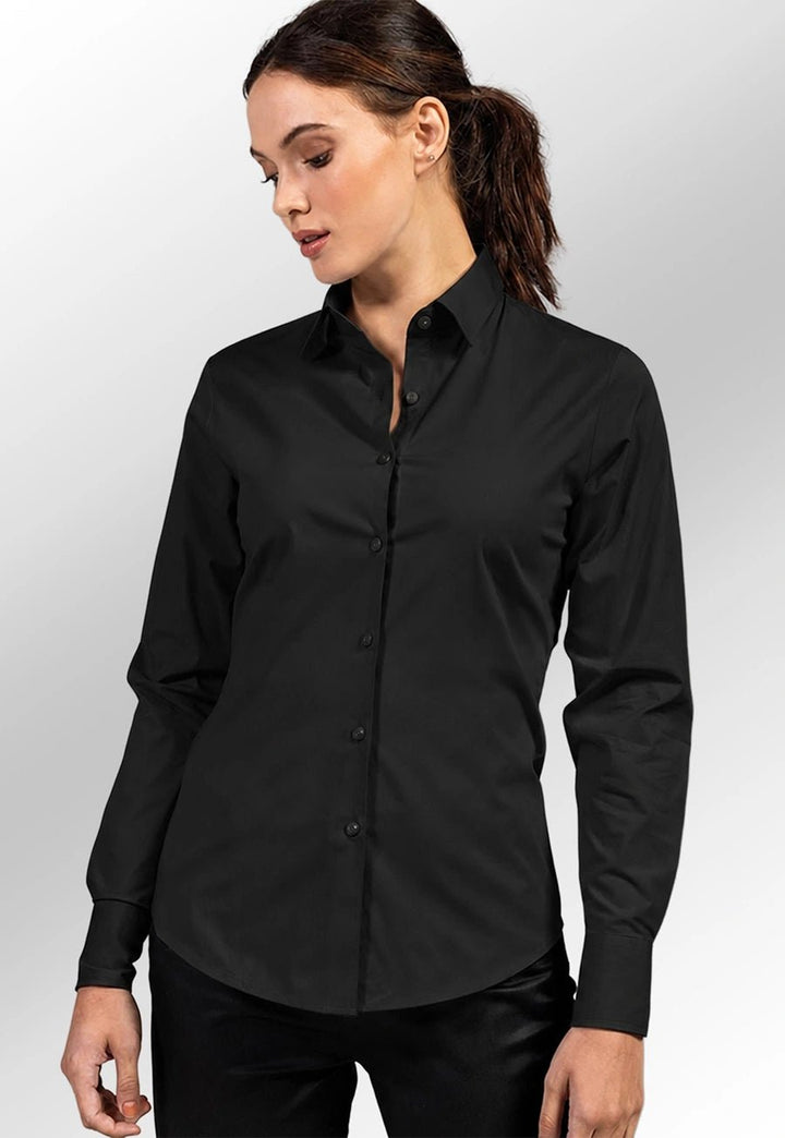 Women's Stretch Fit Cotton Poplin Long Sleeve Shirt - The Work Uniform Company