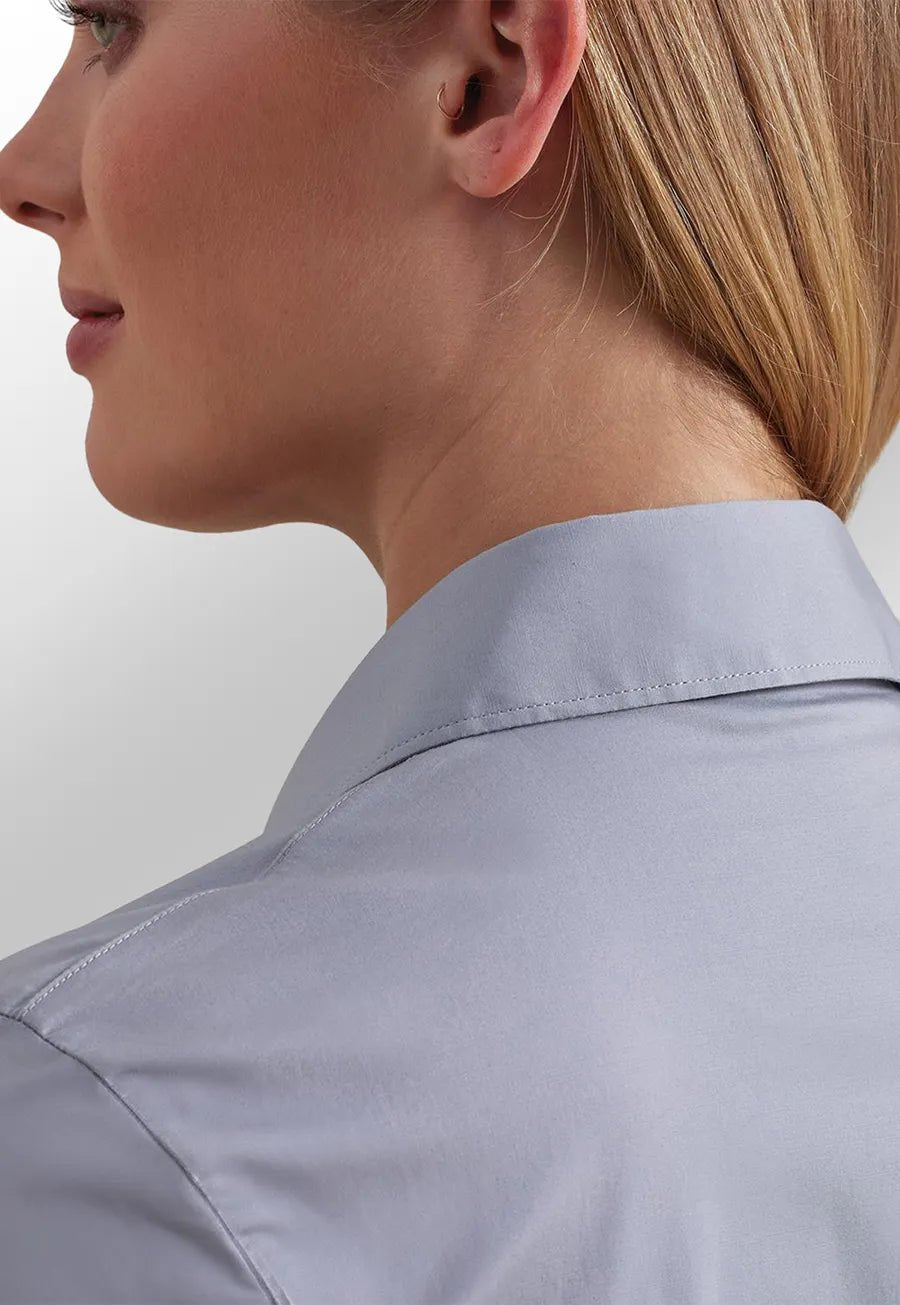 Women's Stretch Fit Cotton Poplin Long Sleeve Shirt - The Work Uniform Company