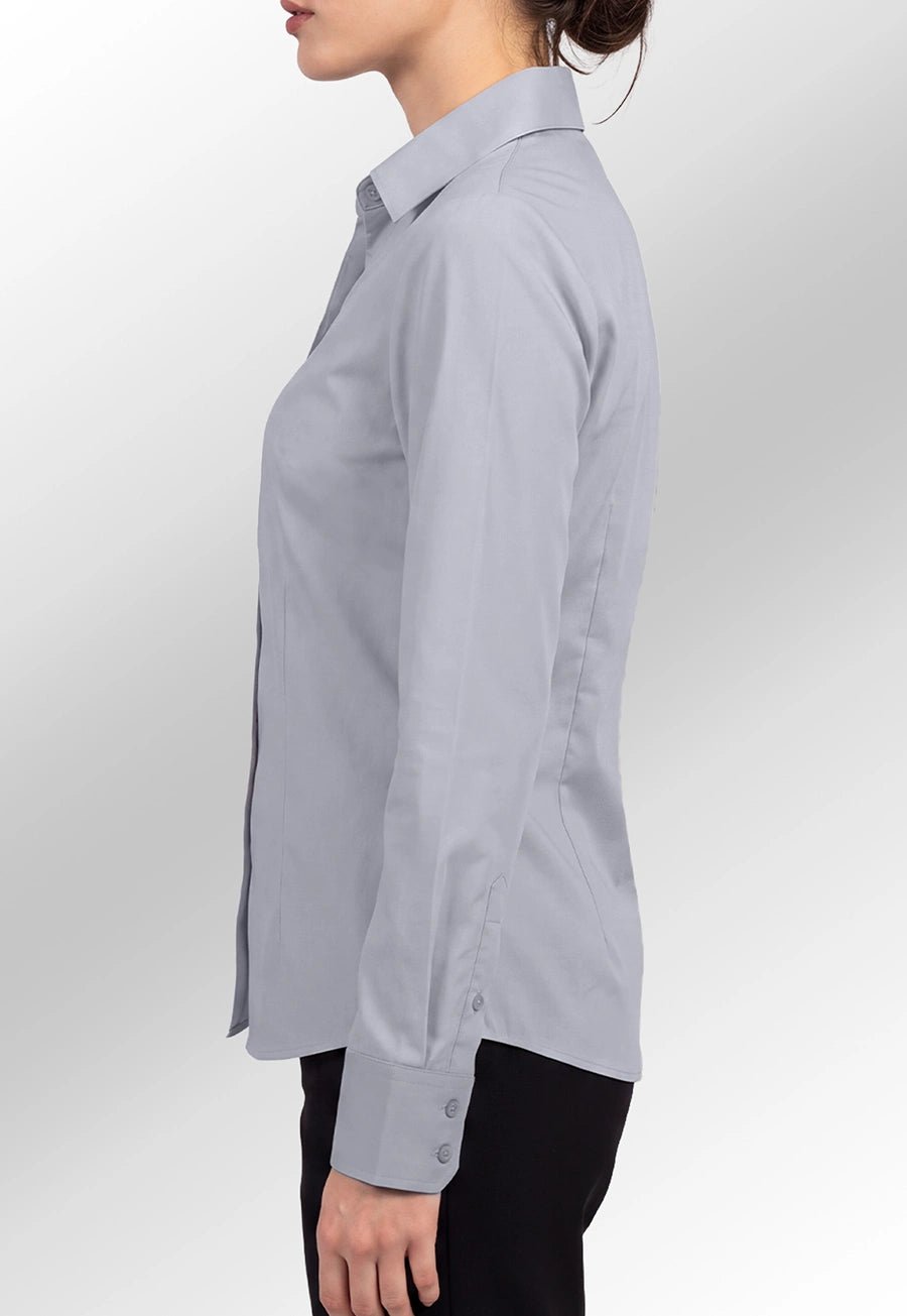 Women's Stretch Fit Cotton Poplin Long Sleeve Shirt - The Work Uniform Company