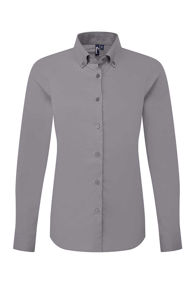 A PR384 Women's Supreme Oxford Long Sleeve Shirt in Steel Grey