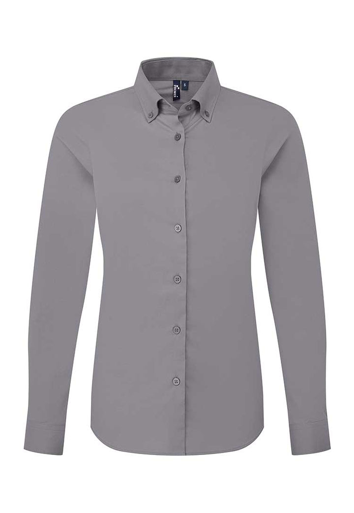 A PR384 Women's Supreme Oxford Long Sleeve Shirt in Steel Grey