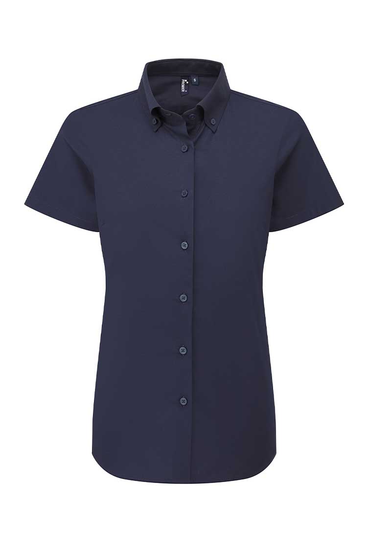 A PR386 Womens Supreme Oxford Short Sleeve Shirt in Navy