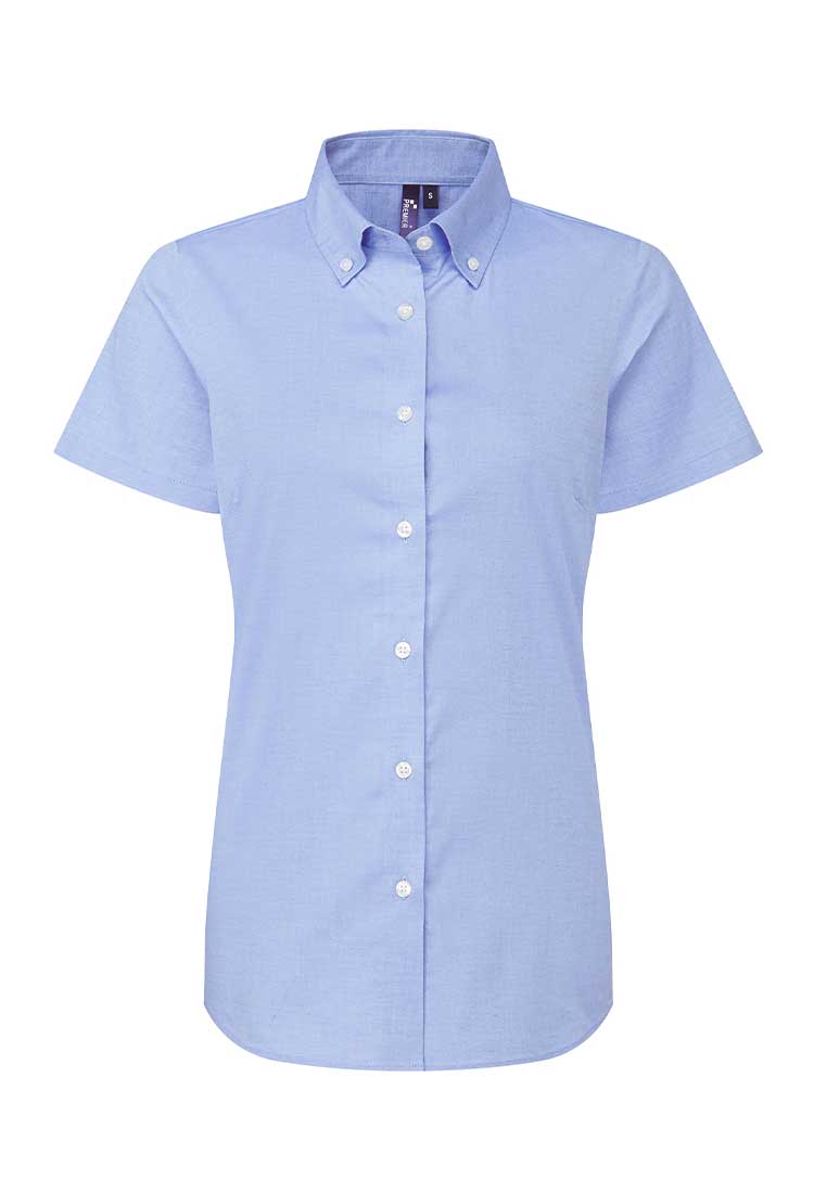 A PR386 Womens Supreme Oxford Short Sleeve Shirt in Oxford Blue