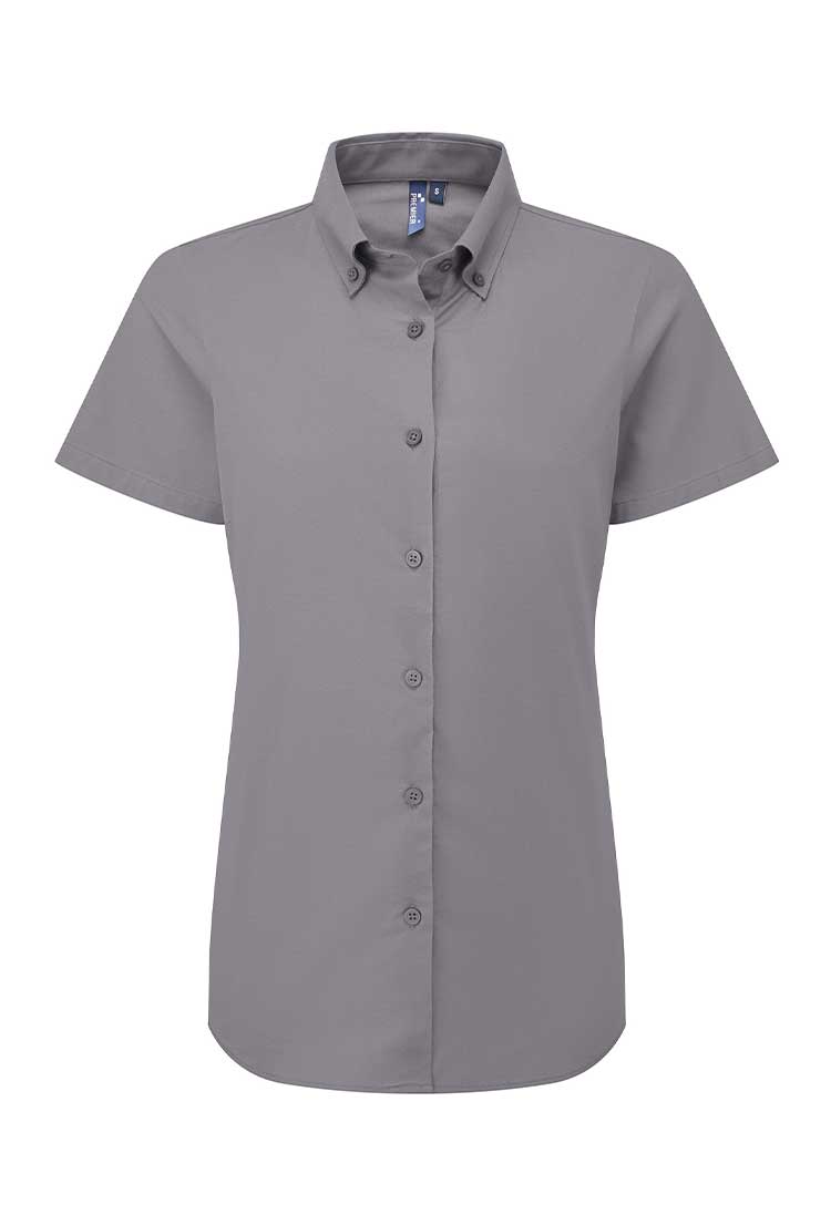 A PR386 Womens Supreme Oxford Short Sleeve Shirt in Steel Grey