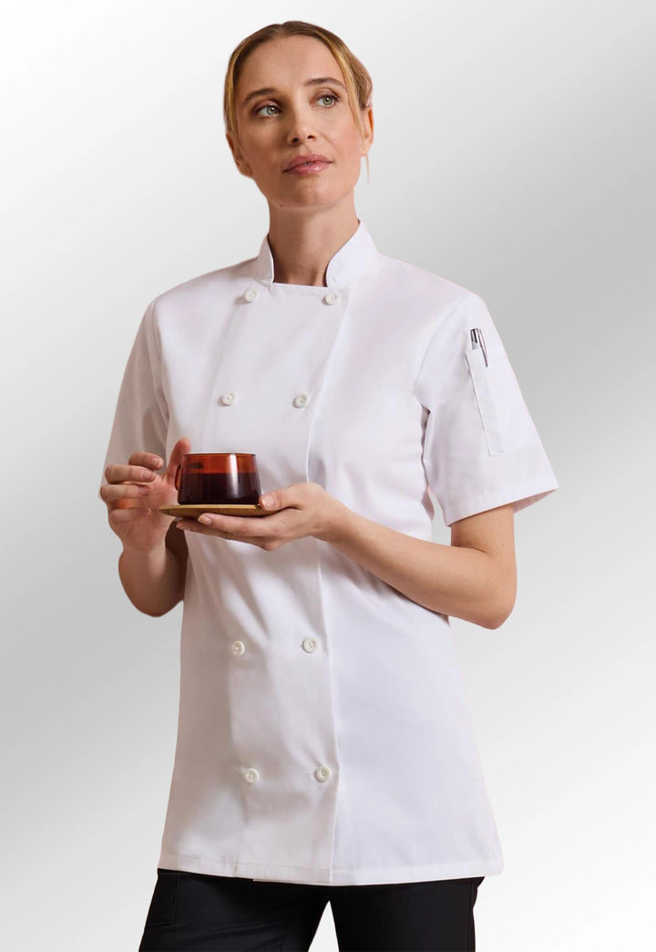 Women's Short Sleeve Chef's Jacket - The Work Uniform Company