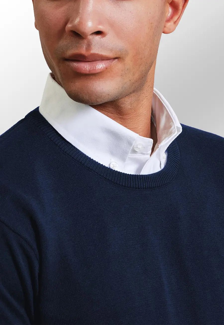 Crew Neck Cotton-Rich Knitted Sweater - The Work Uniform Company