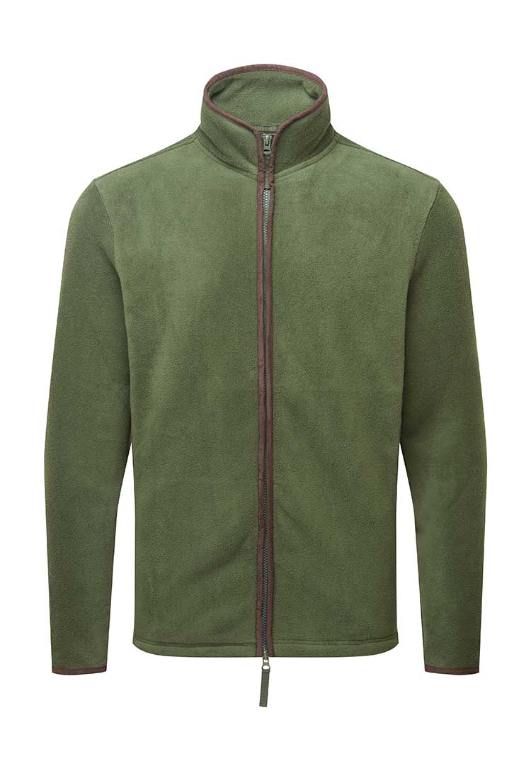 A PR823 Artisan fleece jacket in Moss Green/Brown