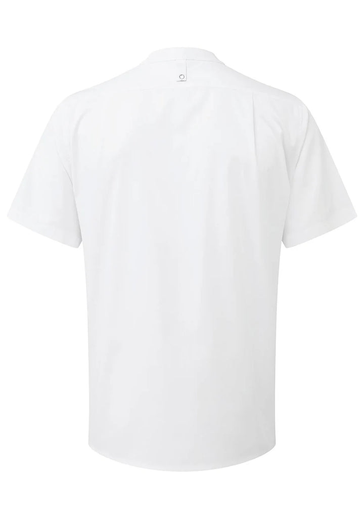Rear view of the Chef's 'Recyclight' Short Sleeve Shirt PR904 in White.