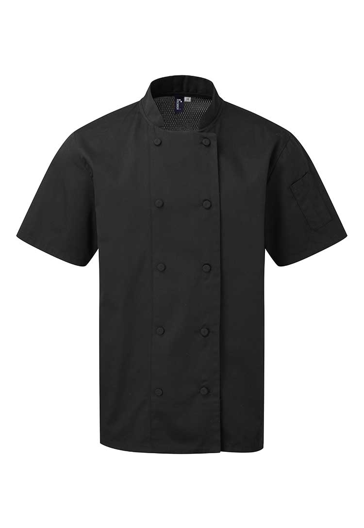 A PR902 Chefs Coolchecker Short Sleeve Jacket in Black