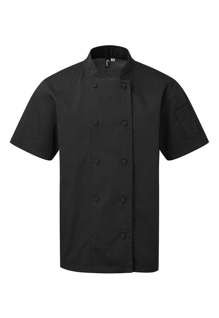 A PR902 Chefs Coolchecker Short Sleeve Jacket in Black