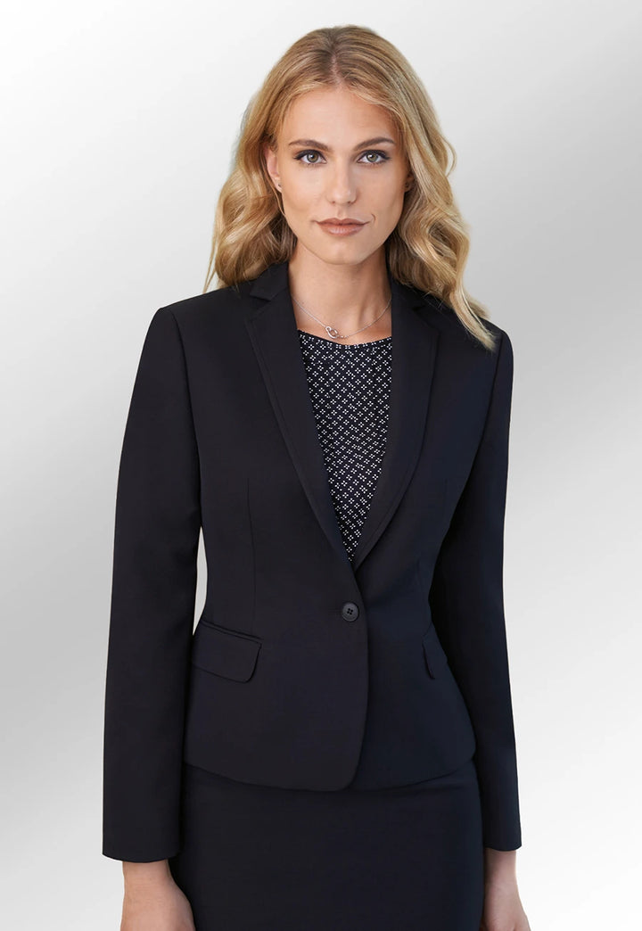 Clip of model wearing the Black Saturn Tailored Fit Jacket by Brook Taverner