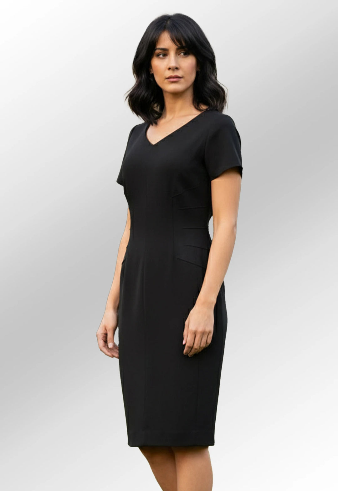 Clip of Model Wearing the Portia Dress 2274 in Charcoal Pin Dot
