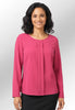 Video clip of model wearing the Roma Crepe De Chine Blouse in Fuchsia.