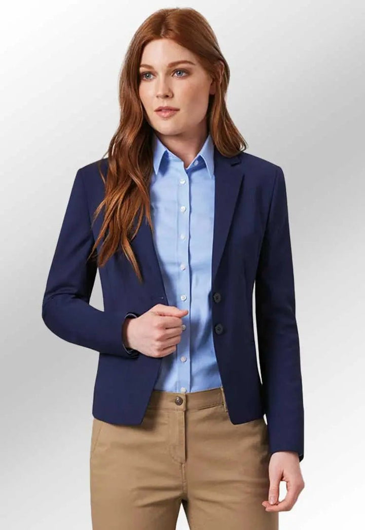 Clip of Model Wearing the Calvi Slim Fit Jacket 2252 in Mid Blue