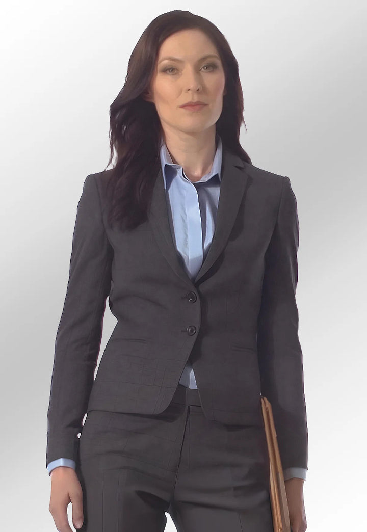 Clip of model wearing the Calvi Signature Slim Fit Jacket in Grey Check