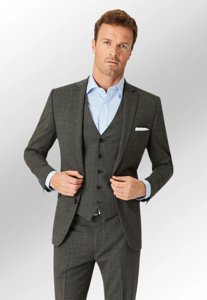 Clip of Model Wearing the Cassino Signature Slim Fit Jacket 3834 in Grey Check