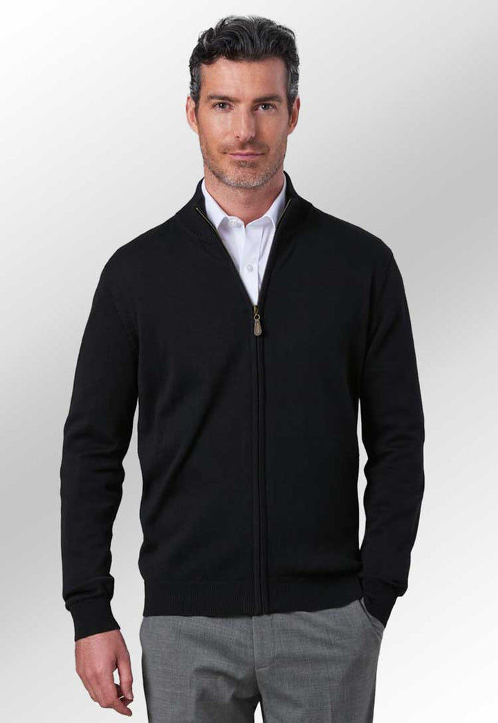 Video of model wearing the Columbus Mens Full Zip Cardigan