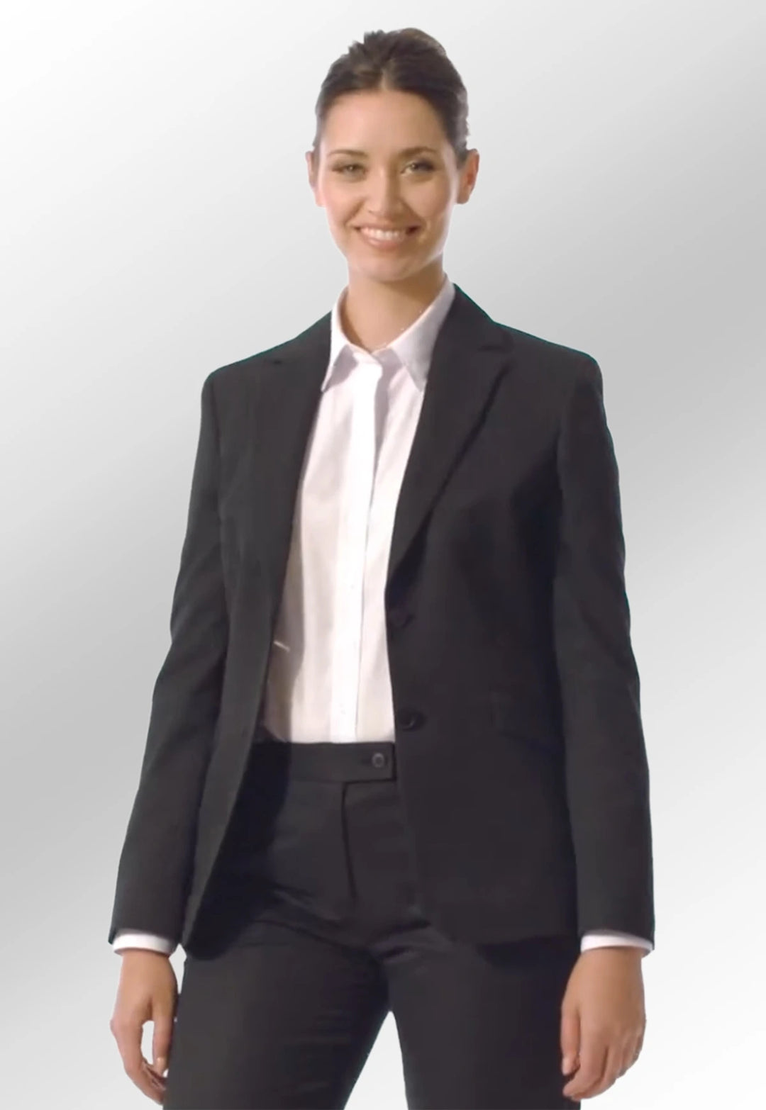 Clip of model wearing the black Hebe Classic Fit Jacket