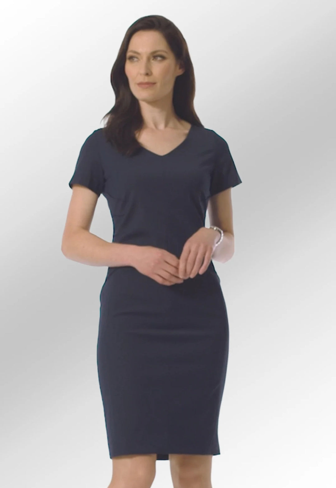 Clip of Model Wearing the Marino Dress 2354 in Navy