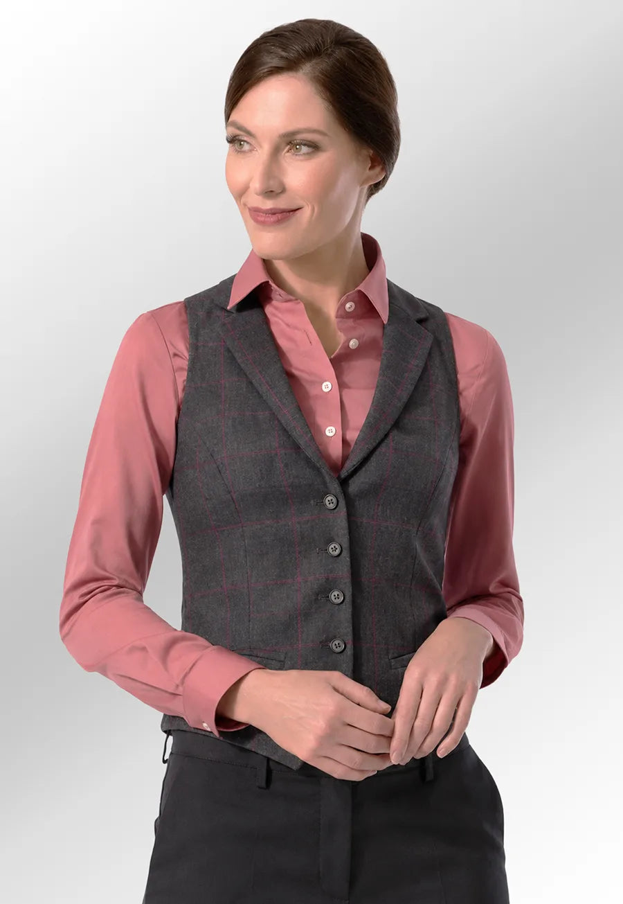 Clip of Model Wearing the Nashville Ladies Waistcoat 2310 in Charcoal/Pink