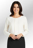 Clip of Model wearing the cream riola crepe de chine blouse