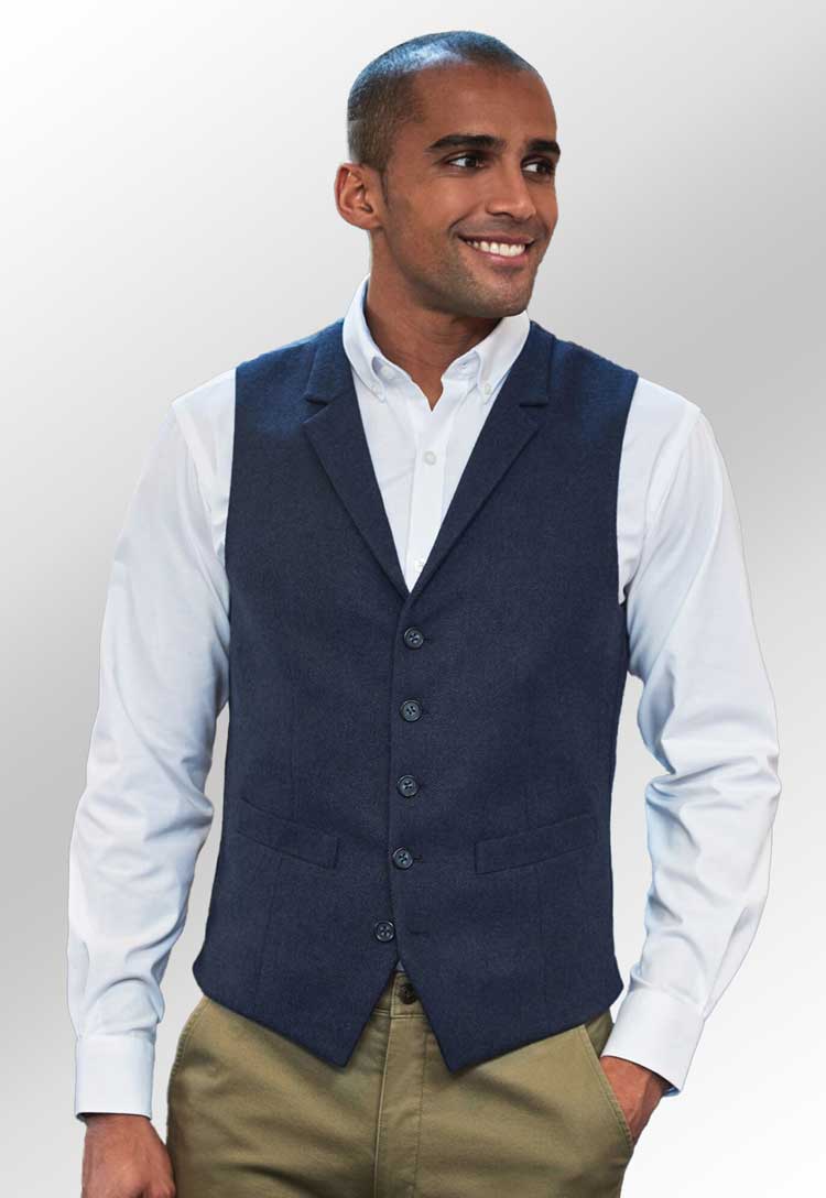 Video of model wearing the Rockwood Men's Satin Back Tweed Waistcoat