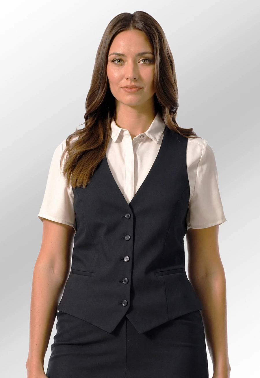 Clip of Model Wearing the Toulouse Ladies Waistcoat 2328 in Black