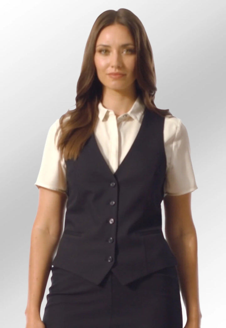 Clip of Model Wearing the Toulouse Ladies Waistcoat 2328 in Black