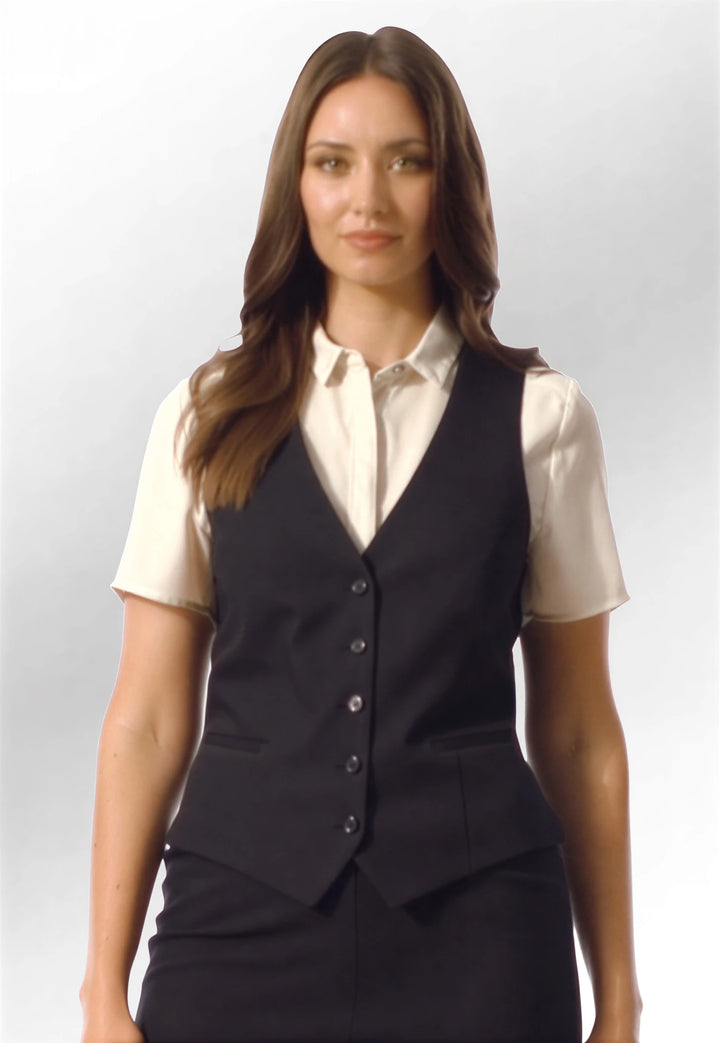 Clip of Model Wearing the Toulouse Ladies Waistcoat 2328 in Black