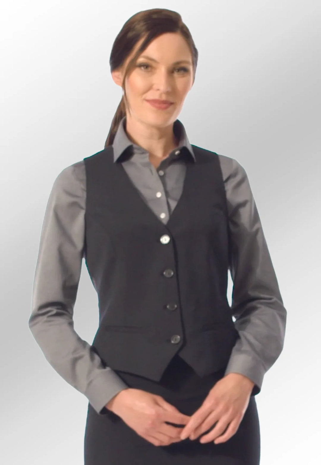 Clip of Model wearing the Brook Taverner Waldorf Ladies Waistcoat in Black