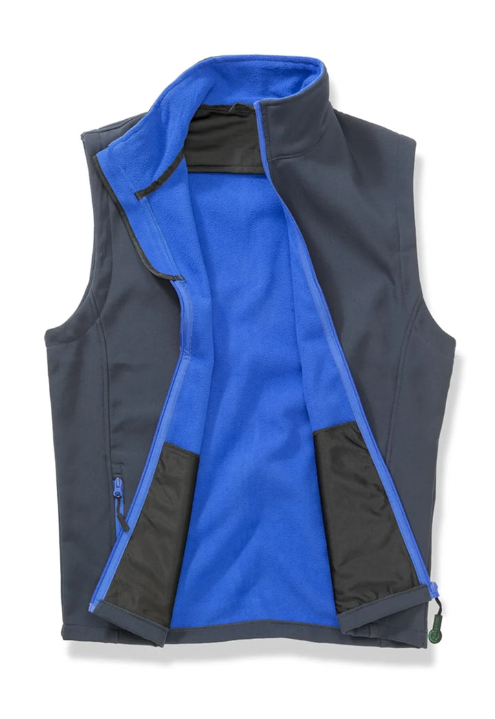 Inner view of the Men's Printable Softshell Bodywarmer in Navy/Royal.