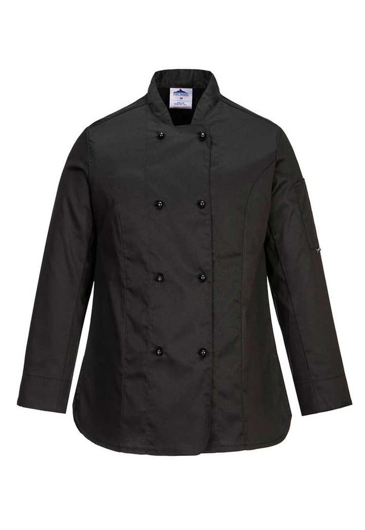 Women's Chefs Jacket Long Sleeve Rachel C837 in Black